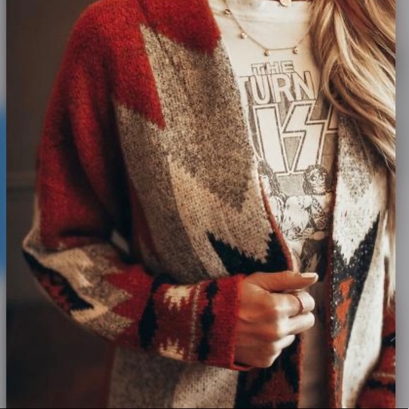 New Western Boho Blanket Cardigan Sweater - Picture 5 of 7